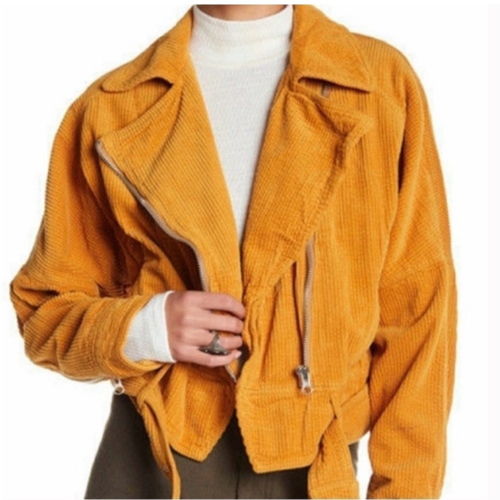Free People Mustard Corduroy Teddy Jacket